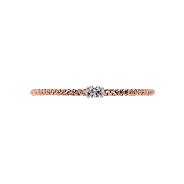 FOPE Prima 18ct Rose Gold Bracelet With Five Diamond Set Rondels - Berry's Jewellers