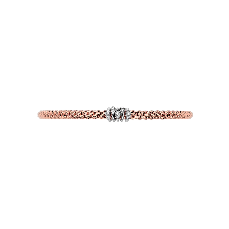 FOPE Prima 18ct Rose Gold Bracelet With Five Diamond Set Rondels - Berry's Jewellers