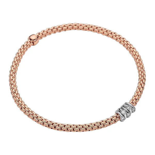 FOPE Prima 18ct Rose Gold Bracelet With Five Diamond Set Rondels - Berry's Jewellers