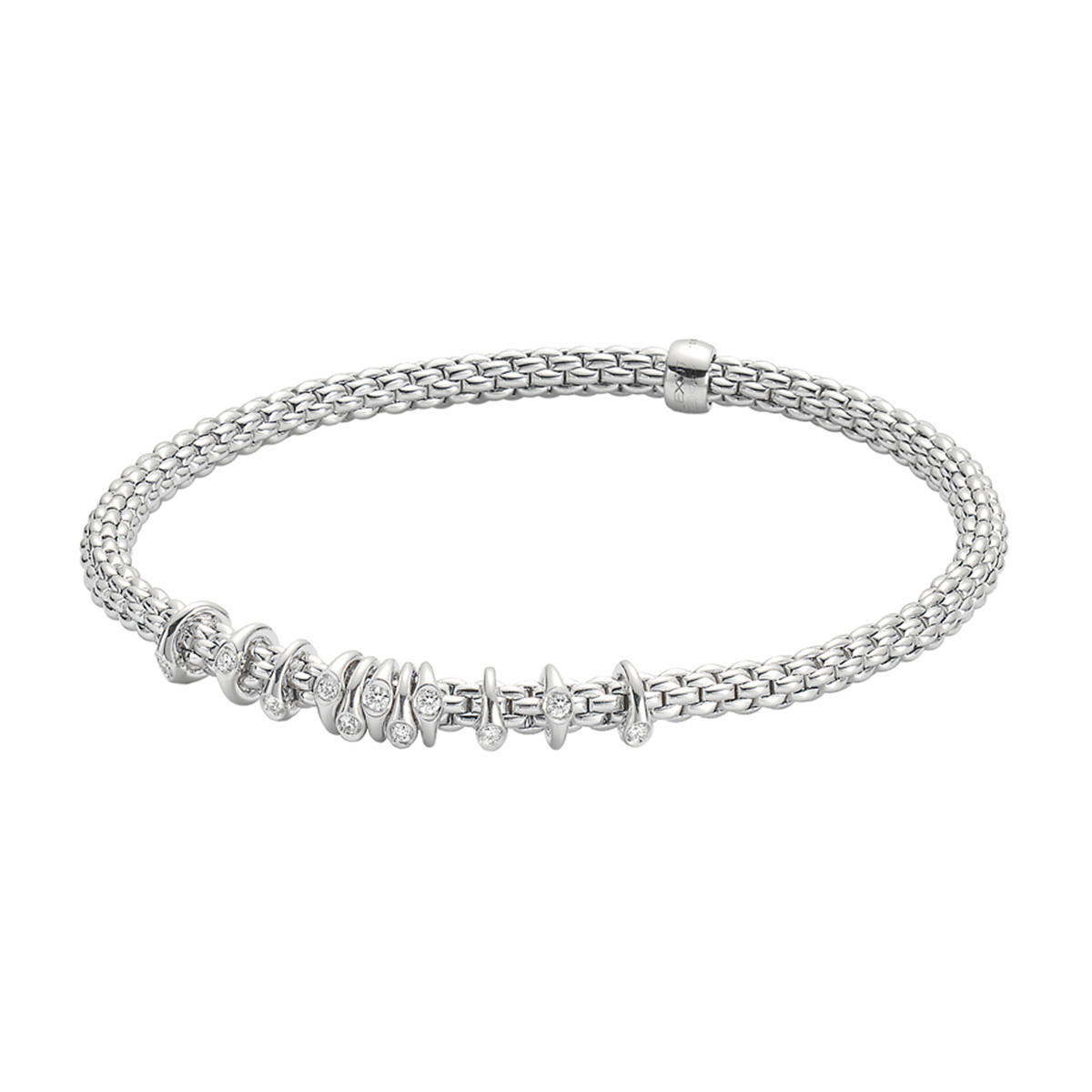 Prima 18ct White Gold Bracelet With Eleven Diamond Set Rondels