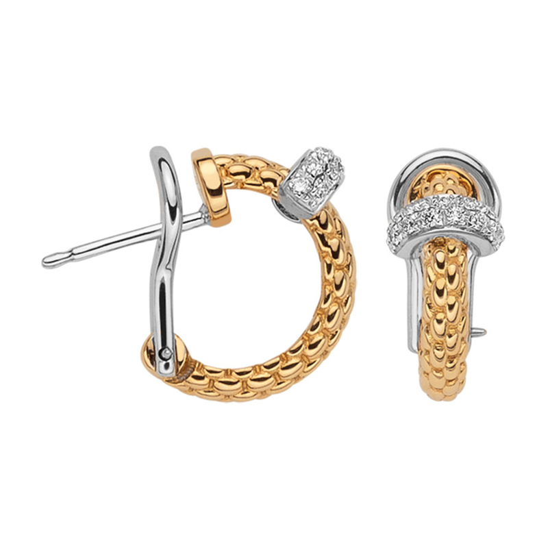 FOPE Prima 18ct Yellow Gold Diamond Set Hoop Earrings - Berry's Jewellers