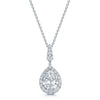 Berry's 18ct White Gold Pear Cut Diamond Necklace With a Halo Surround - Berry's Jewellers