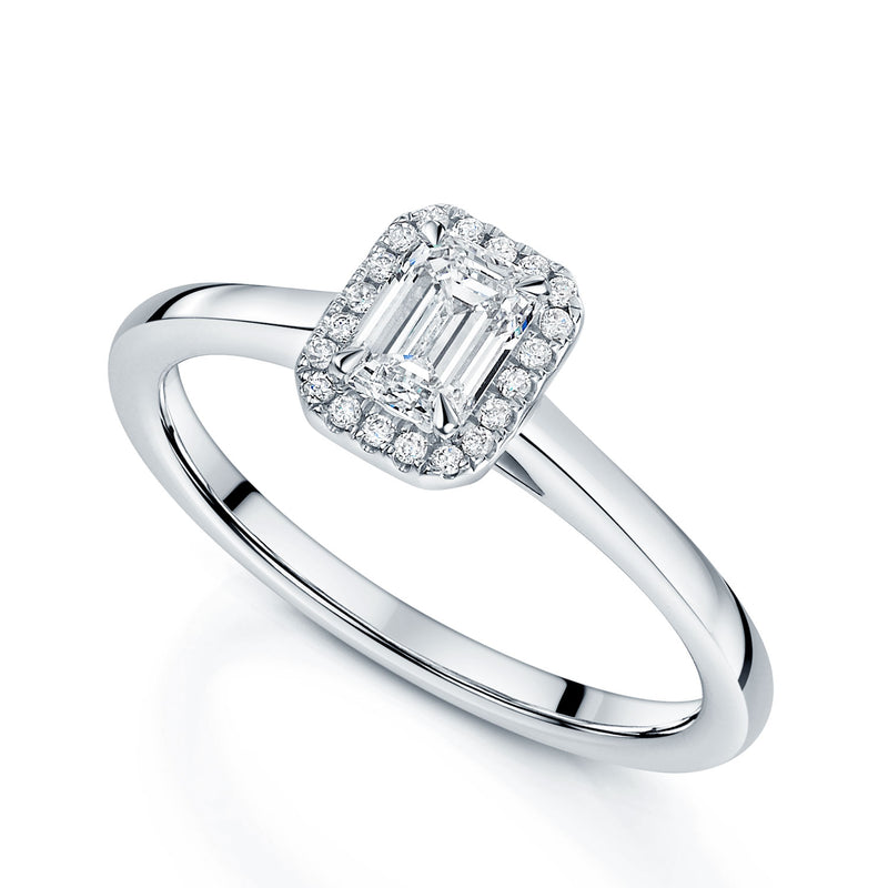 Berry's Platinum GIA Certificated Emerald Cut Diamond Halo Ring - Berry's Jewellers