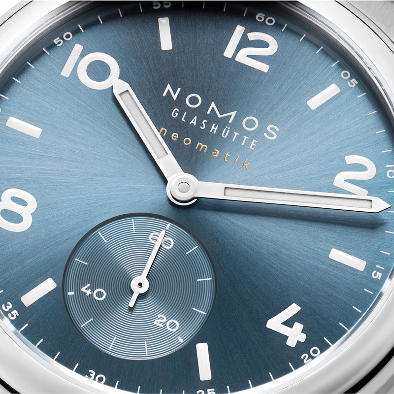 NOMOS Glashütte Club Sport Neomatik Polar 37mm Blue Dial Bracelet Watch - Berry's Jewellers