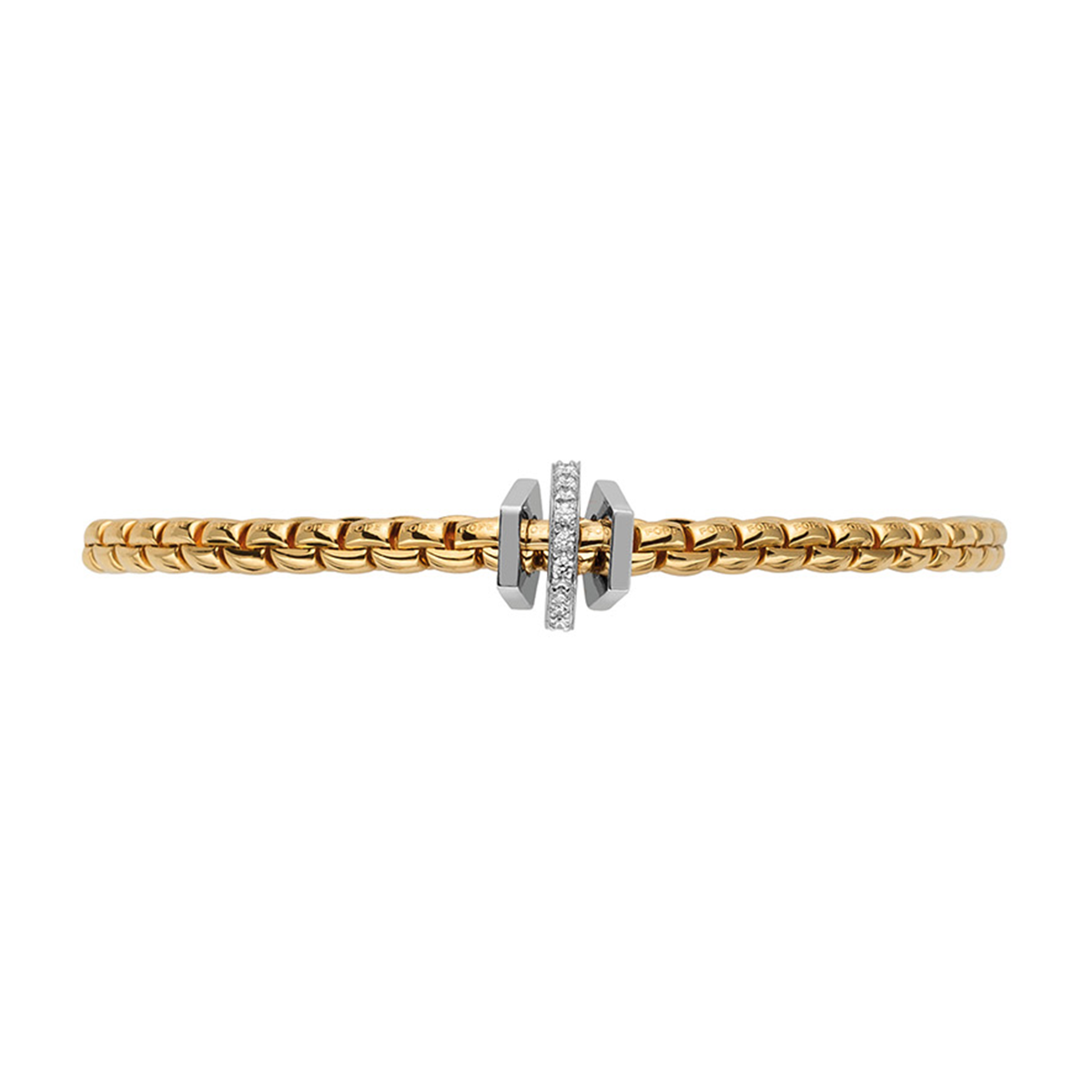 FOPE Eka 18ct Yellow Gold Bracelet With Geometric Diamond Set Rondels - Berry's Jewellers