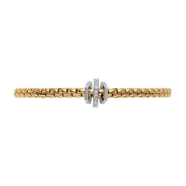 FOPE Eka 18ct Yellow Gold Bracelet With Geometric Diamond Set Rondels - Berry's Jewellers