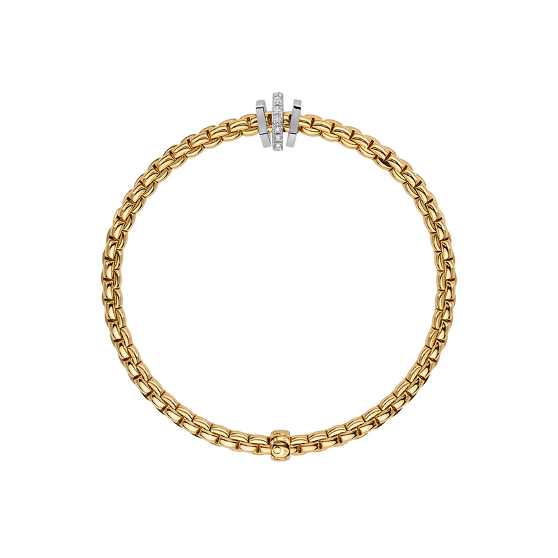 FOPE Eka 18ct Yellow Gold Bracelet With Geometric Diamond Set Rondels - Berry's Jewellers