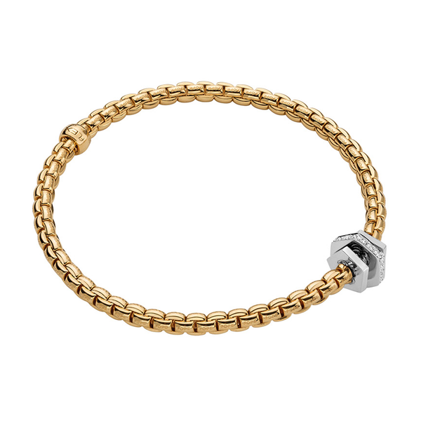 FOPE Eka 18ct Yellow Gold Bracelet With Geometric Diamond Set Rondels - Berry's Jewellers