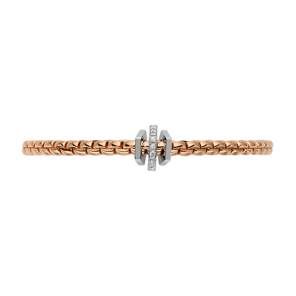 FOPE Eka 18ct Rose Gold Bracelet With Geometric Diamond Set Rondels - Berry's Jewellers