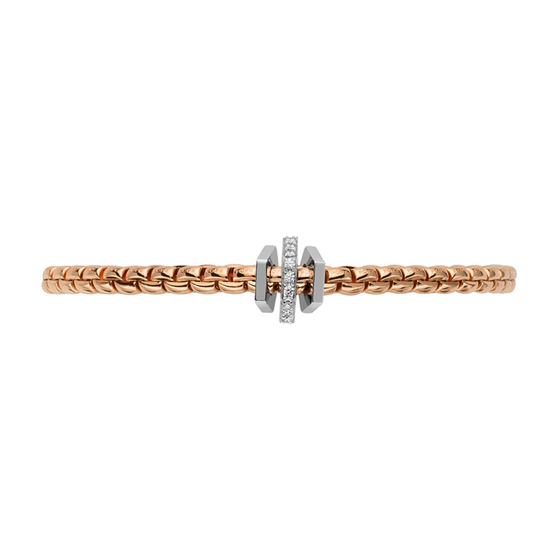 FOPE Eka 18ct Rose Gold Bracelet With Geometric Diamond Set Rondels - Berry's Jewellers