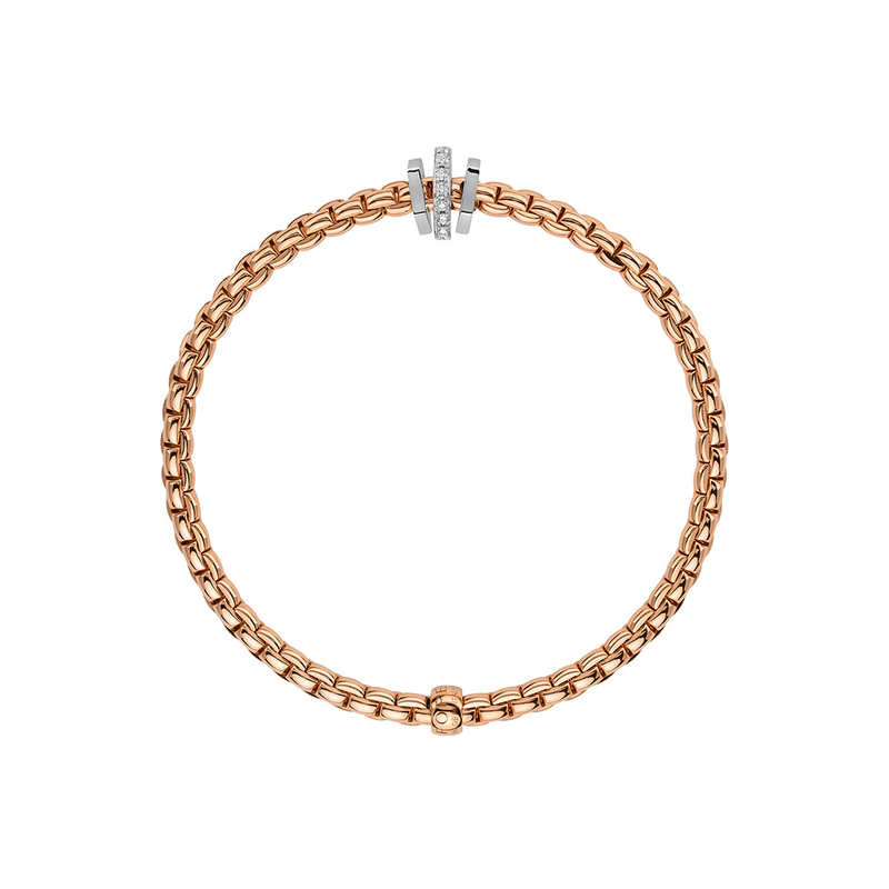 FOPE Eka 18ct Rose Gold Bracelet With Geometric Diamond Set Rondels - Berry's Jewellers