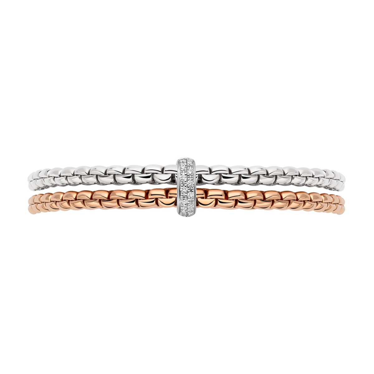 Eka 18ct White & Rose Gold 2 Row Diamond Bracelet