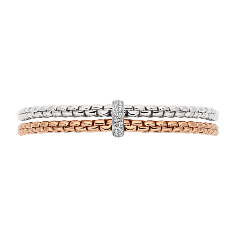 Eka 18ct White & Rose Gold 2 Row Diamond Bracelet