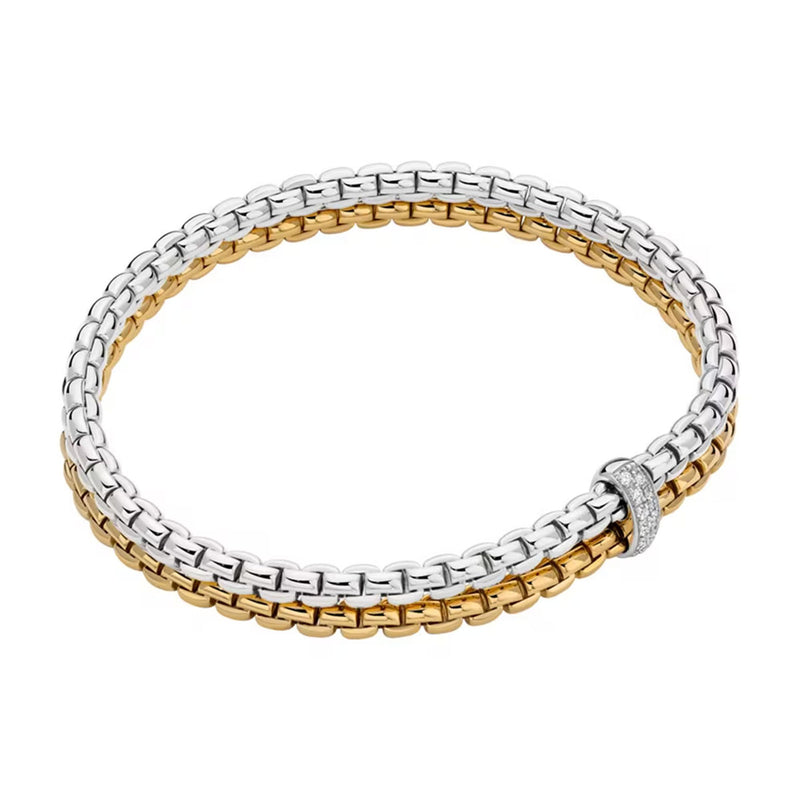 FOPE Essentials 18ct White & Yellow Gold Diamond Two Row Bracelet - Berry's Jewellers