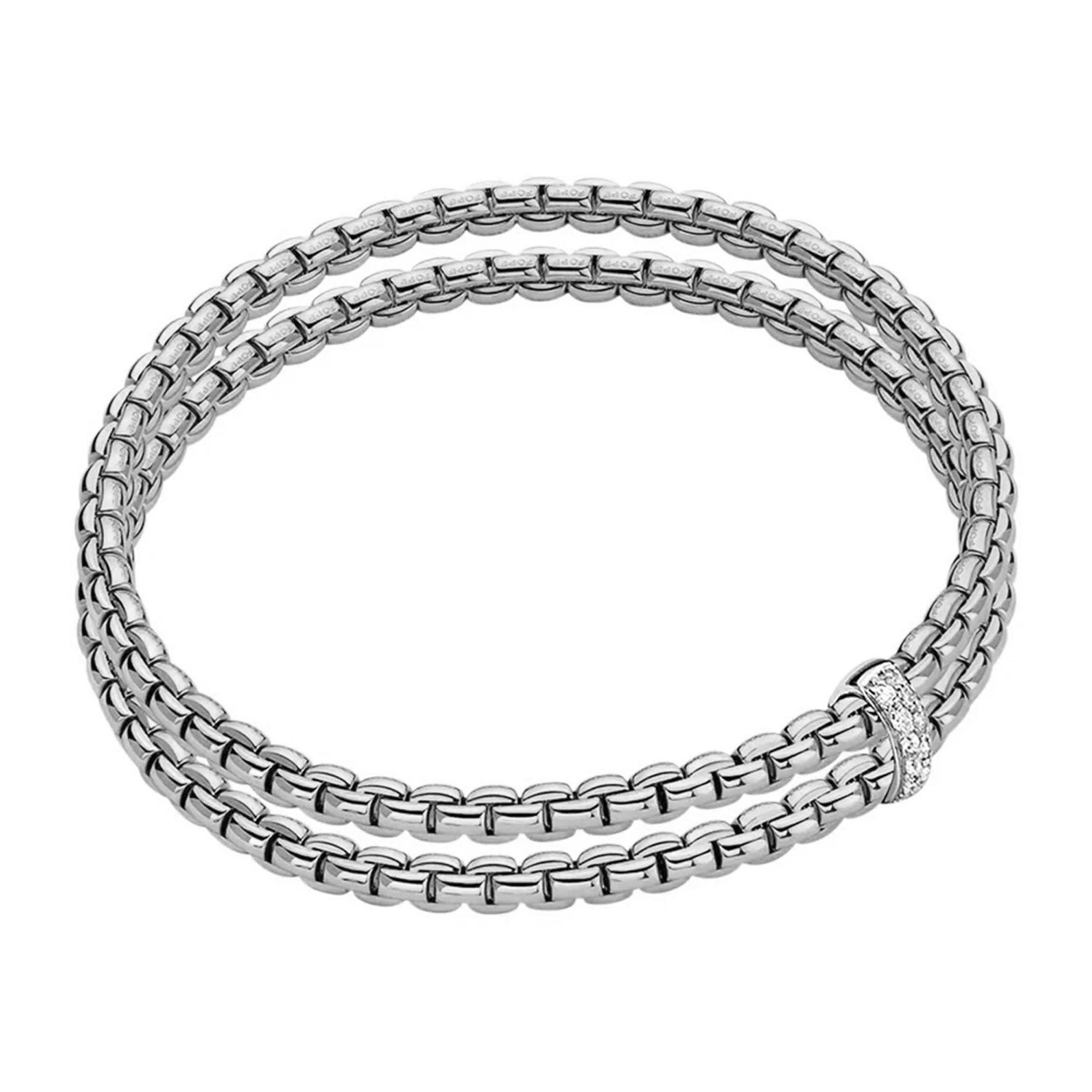 FOPE Essentials 18ct White Gold 2 Row Diamond Bracelet - Berry's Jewellers