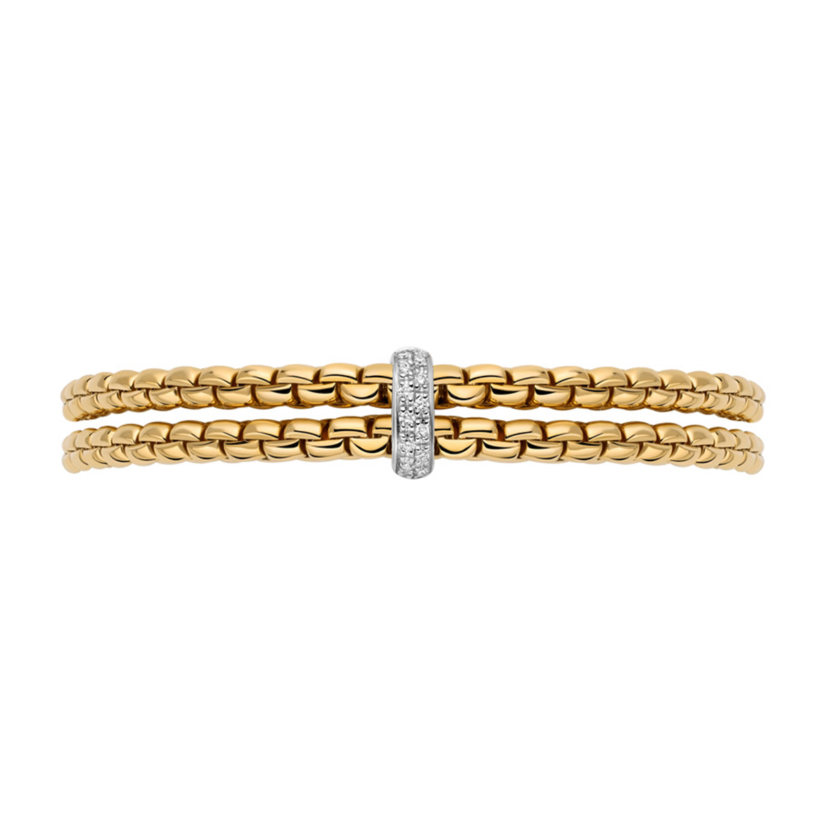 FOPE Essentials 18ct Yellow Gold Diamond Two Row Bracelet - Berry's Jewellers