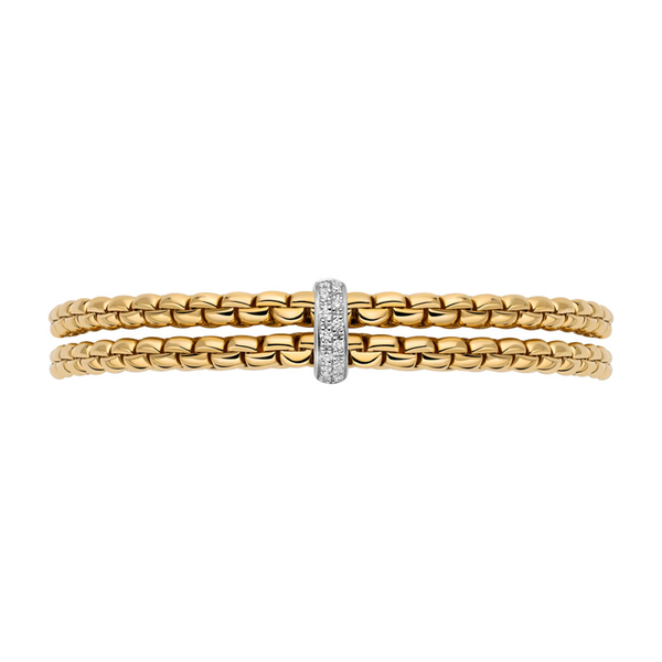 FOPE Essentials 18ct Yellow Gold Diamond Two Row Bracelet - Berry's Jewellers