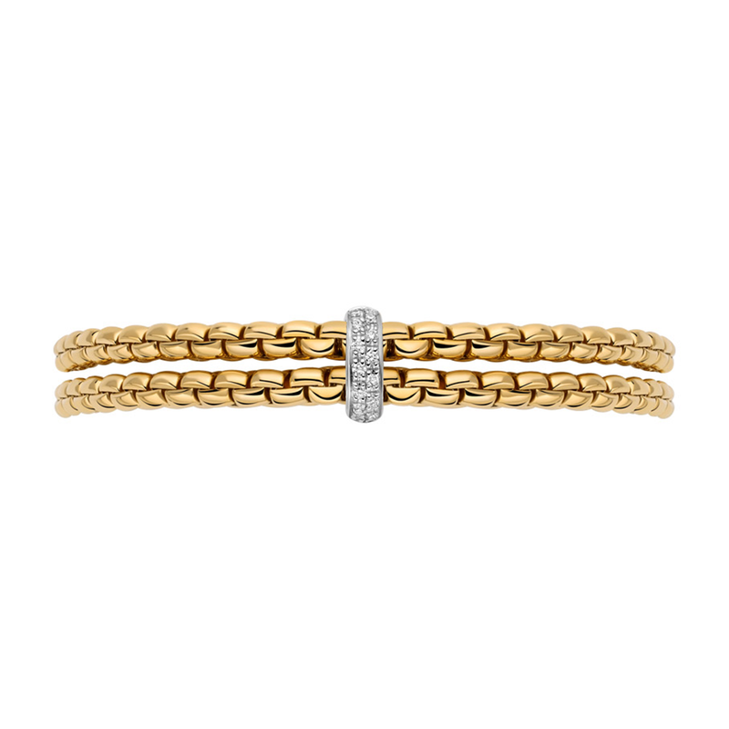 FOPE Essentials 18ct Yellow Gold Diamond Two Row Bracelet - Berry's Jewellers