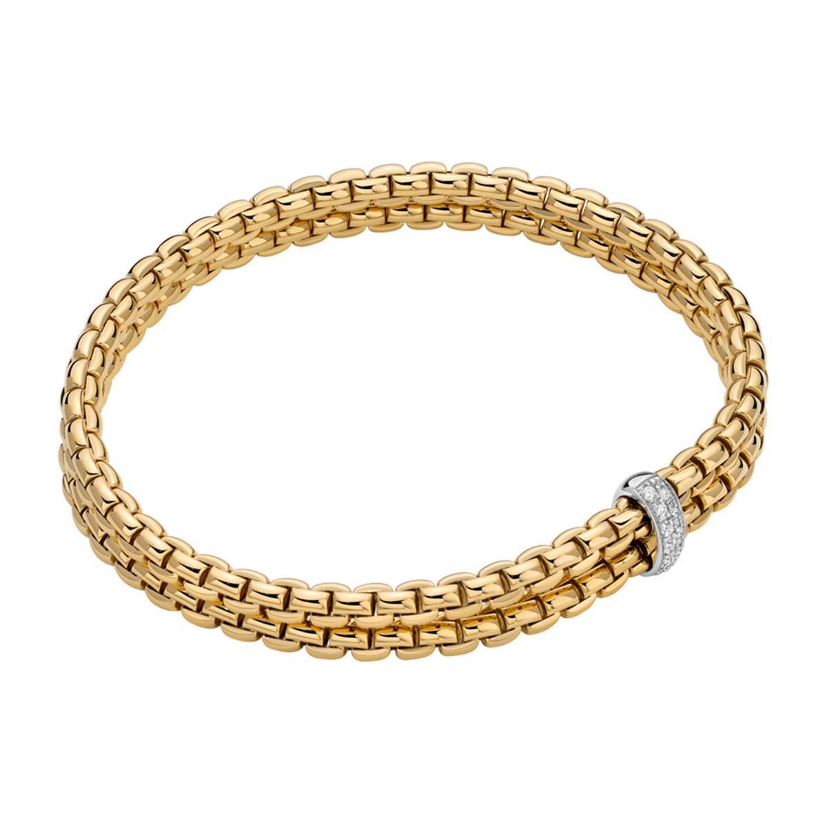 FOPE Essentials 18ct Yellow Gold Diamond Two Row Bracelet - Berry's Jewellers