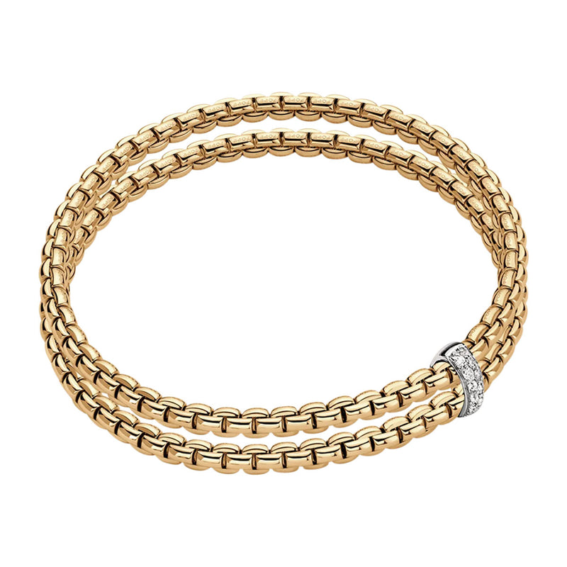 FOPE Essentials 18ct Yellow Gold Diamond Two Row Bracelet - Berry's Jewellers