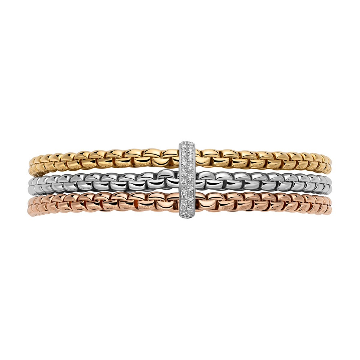 Eka 18ct Three Colour Gold Bracelet With Diamond Rondel