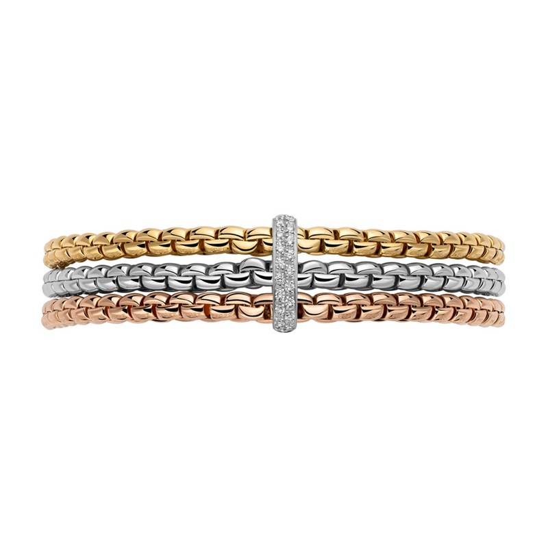 Eka 18ct Three Colour Gold Bracelet With Diamond Rondel