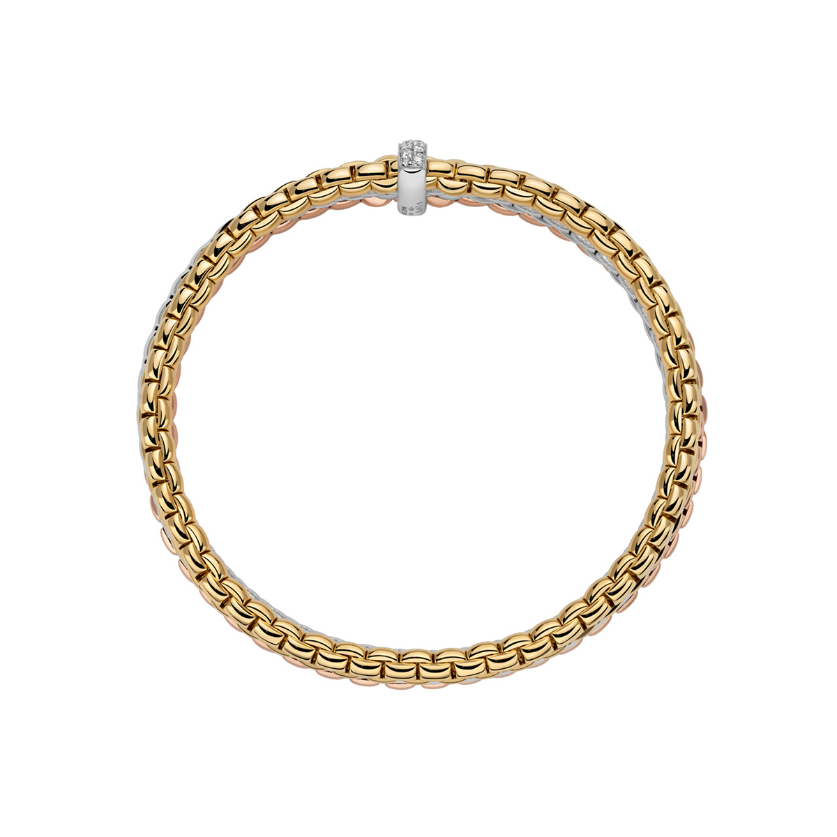 Eka 18ct Three Colour Gold Bracelet With Diamond Rondel