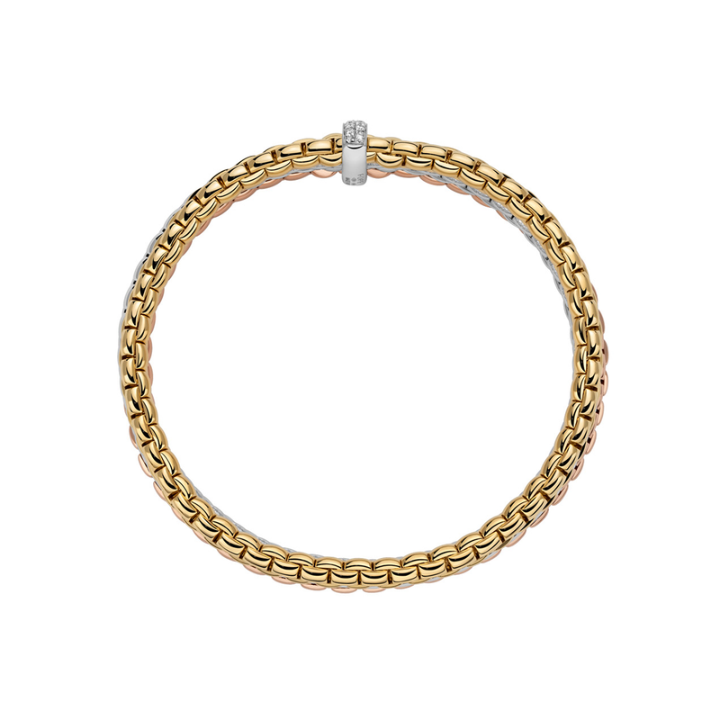 Eka 18ct Three Colour Gold Bracelet With Diamond Rondel
