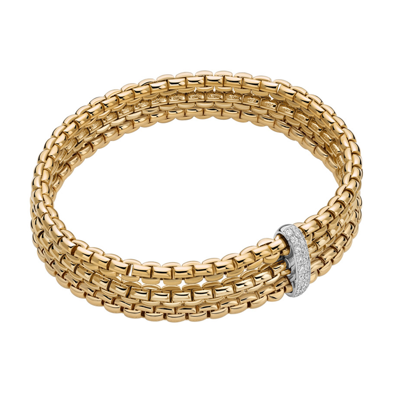 Eka 18ct Yellow Gold Triple Bracelet With Diamond Rondel