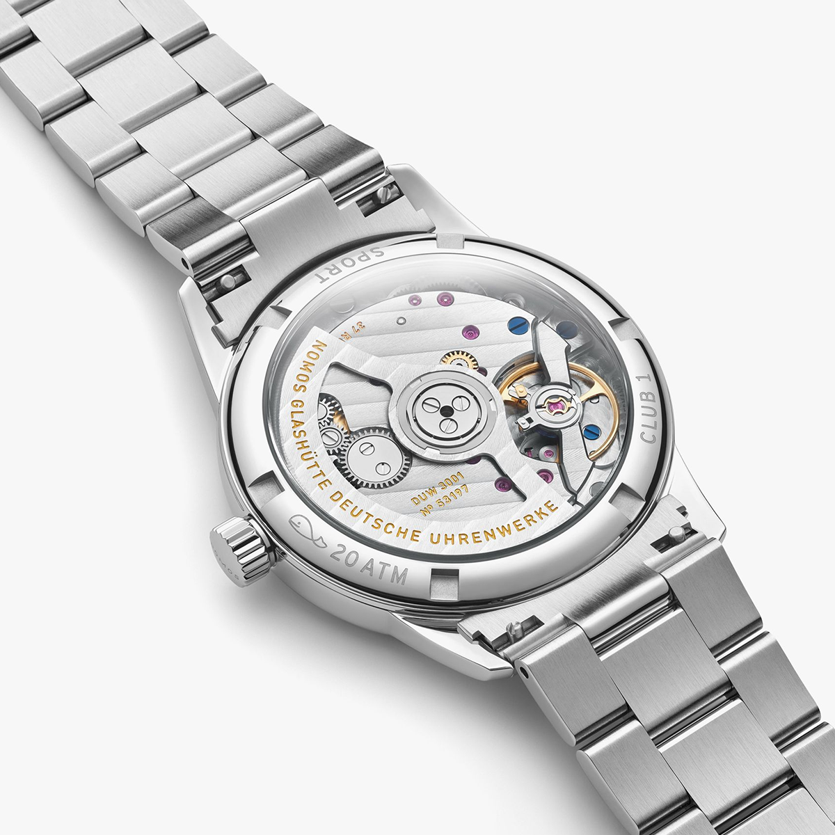 NOMOS Glashütte Club Sport Neomatik 34mm Purple Dial Ladies Bracelet Watch - Berry's Jewellers