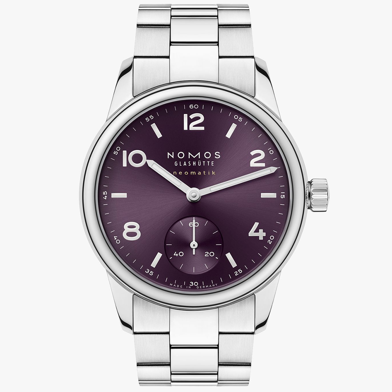 NOMOS Glashütte Club Sport Neomatik 34mm Purple Dial Ladies Bracelet Watch - Berry's Jewellers