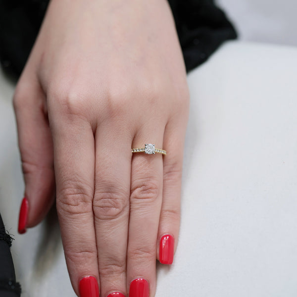 Berry's Simply Solitaire Collection 18ct Yellow Gold Diamond Solitaire Engagement Ring With Diamond Shoulders GIA Certified 0