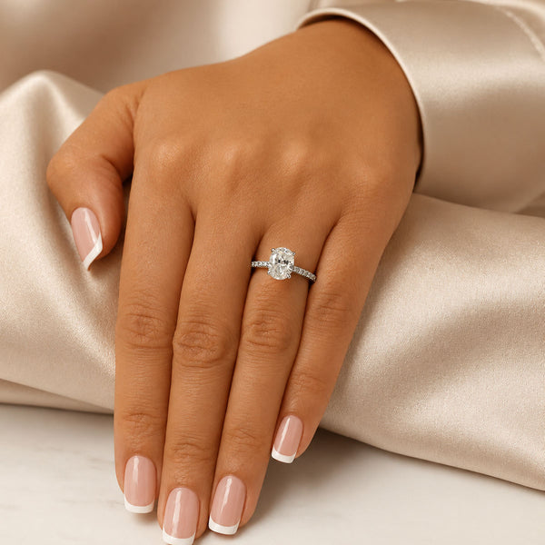 Platinum GIA Certificated Oval Cut Diamond Ring With Diamond Shoulders