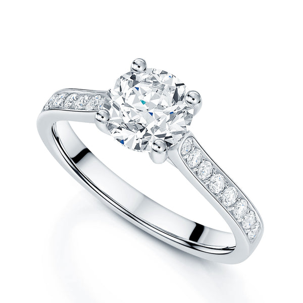 Berry's Platinum GIA Certificated Round Brilliant Cut Diamond Ring With Diamond Shoulders - Berry's Jewellers