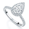 Platinum Pear Cut Diamond Halo Ring With Diamond Shoulders