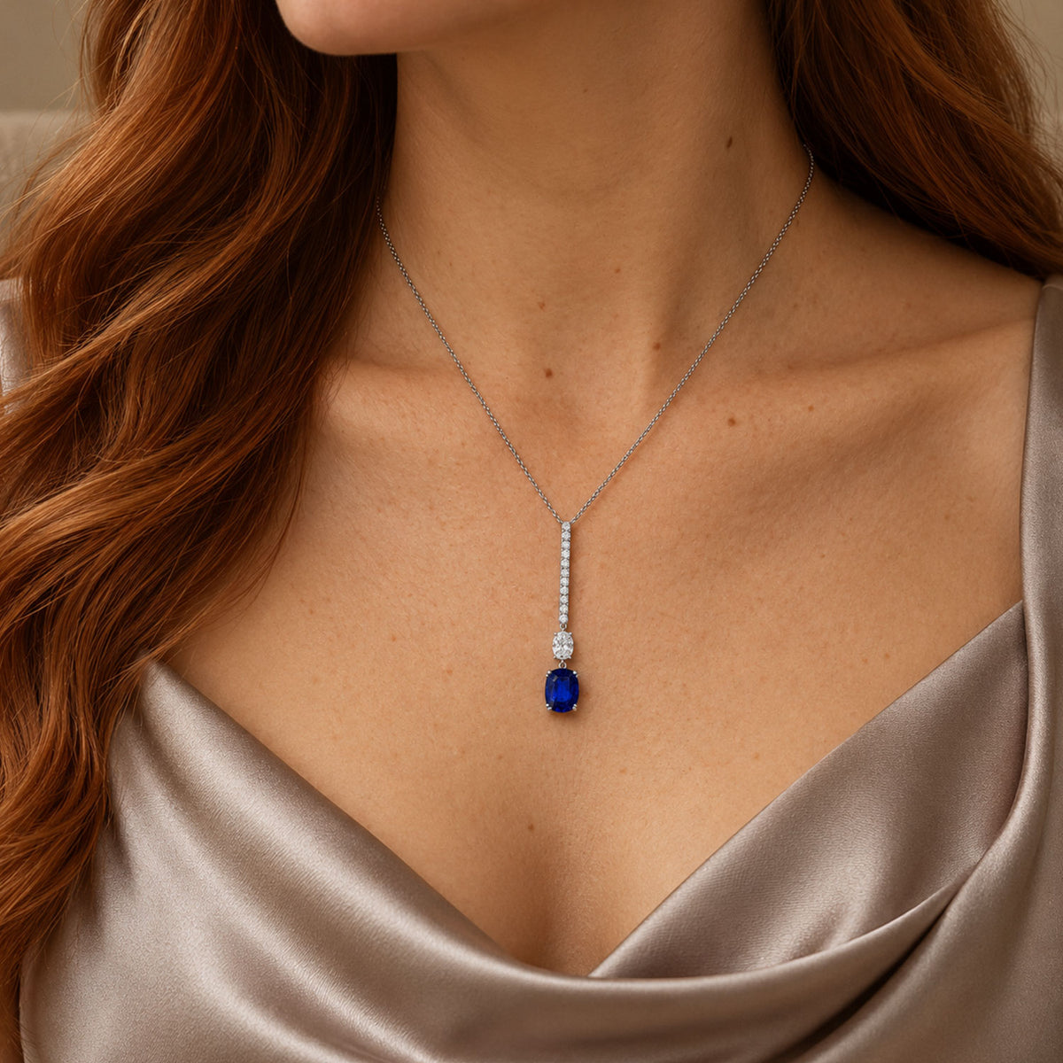 Berry's 18ct White Gold Sapphire and Diamond Drop Pendant - Berry's Jewellers