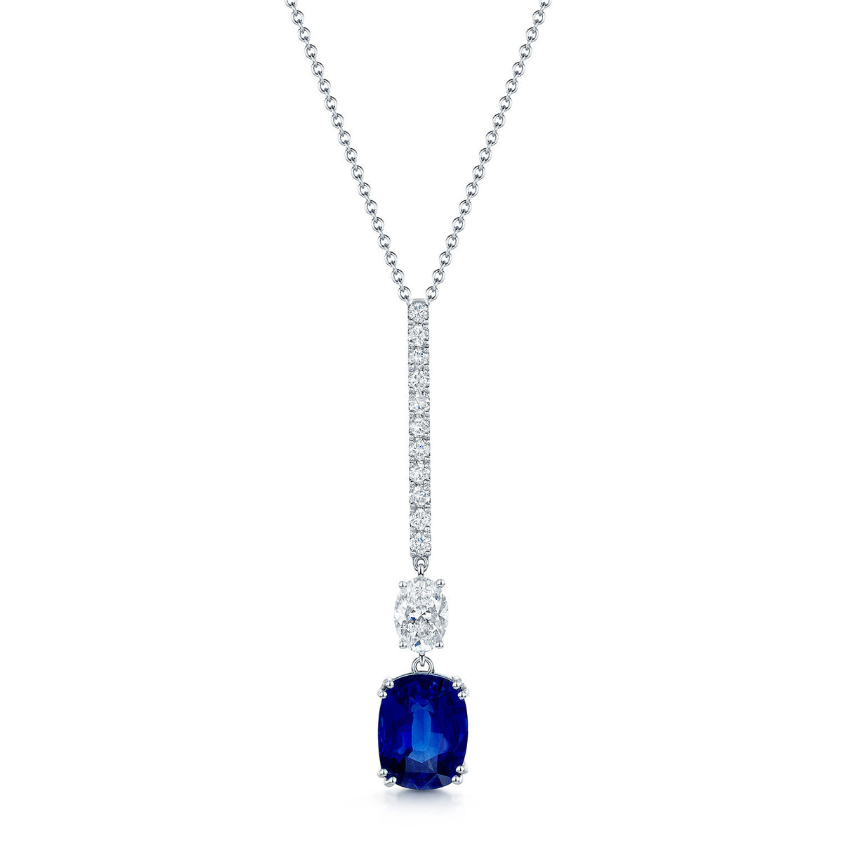 Berry's 18ct White Gold Sapphire and Diamond Drop Pendant - Berry's Jewellers