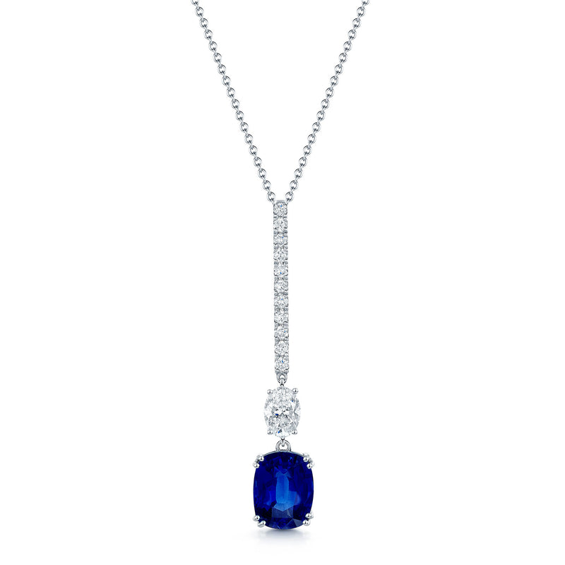 Berry's 18ct White Gold Sapphire and Diamond Drop Pendant - Berry's Jewellers