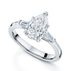 Platinum GIA Certificated Pear Cut And Baguette Cut Diamond Ring