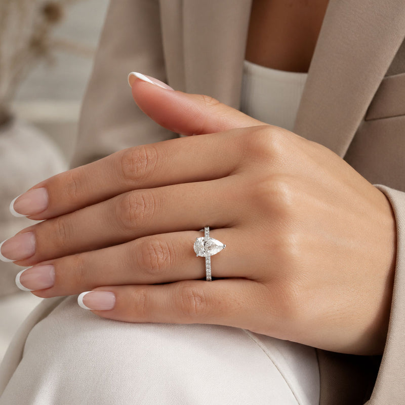 Platinum GIA Certificated Diamond Pear Shape Ring