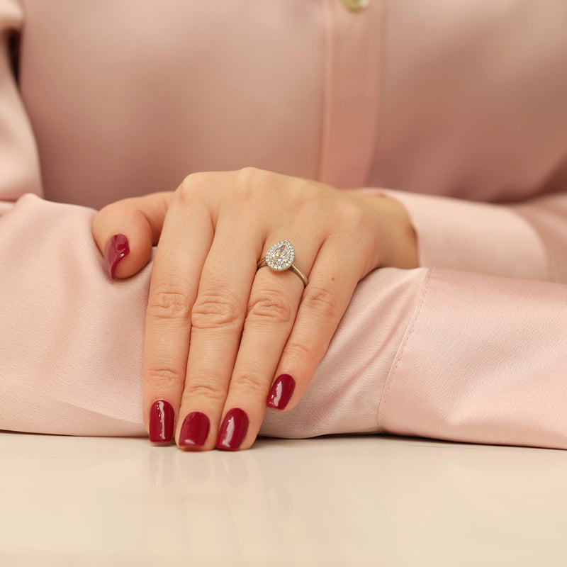 Berry's Platinum GIA Certificated Pear Cut Diamond Engagement Ring With Halo Surround - Berry's Jewellers