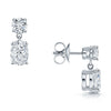 18ct White Gold Round Brilliant and Oval Diamond Drop Earrings
