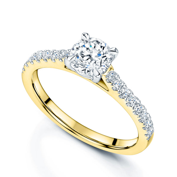 Berry's Simply Solitaire Collection 18ct Yellow Gold Diamond Solitaire Engagement Ring With Diamond Shoulders GIA Certified 1