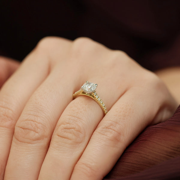 Berry's Simply Solitaire Collection 18ct Yellow Gold Diamond Solitaire Engagement Ring With Diamond Shoulders GIA Certified 1