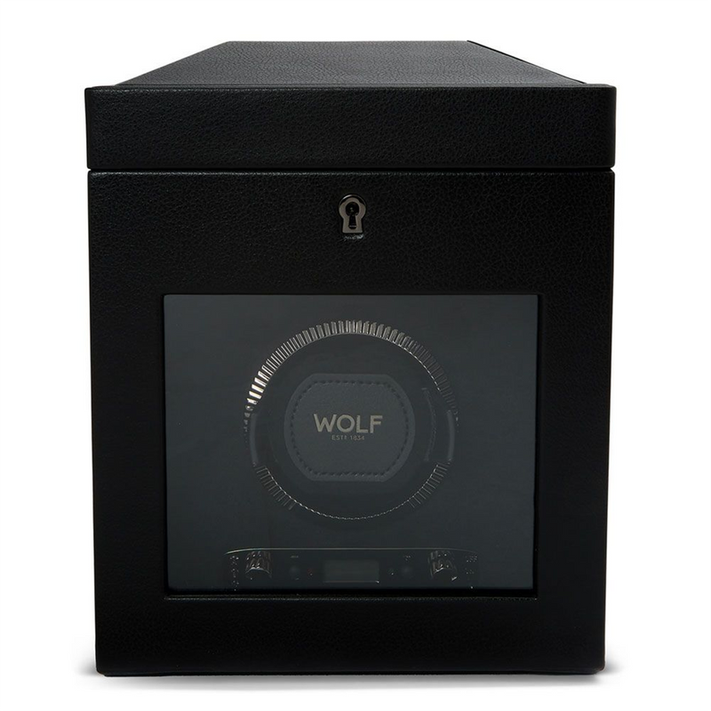 British Racing Black Single Watch Winder With Storage