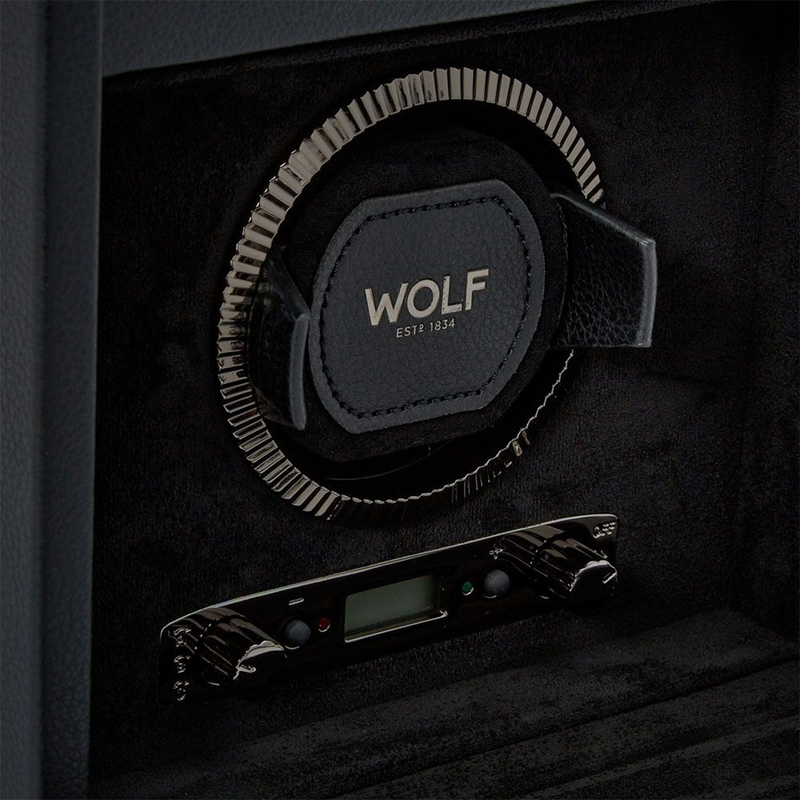 British Racing Black Single Watch Winder With Storage