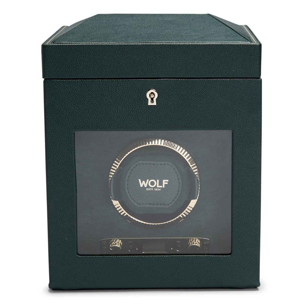 WOLF 1834 British Racing Green Single Watch Winder With Storage - Berry's Jewellers