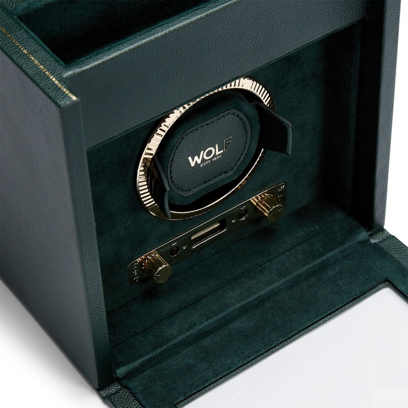 British Racing Green Single Watch Winder With Storage