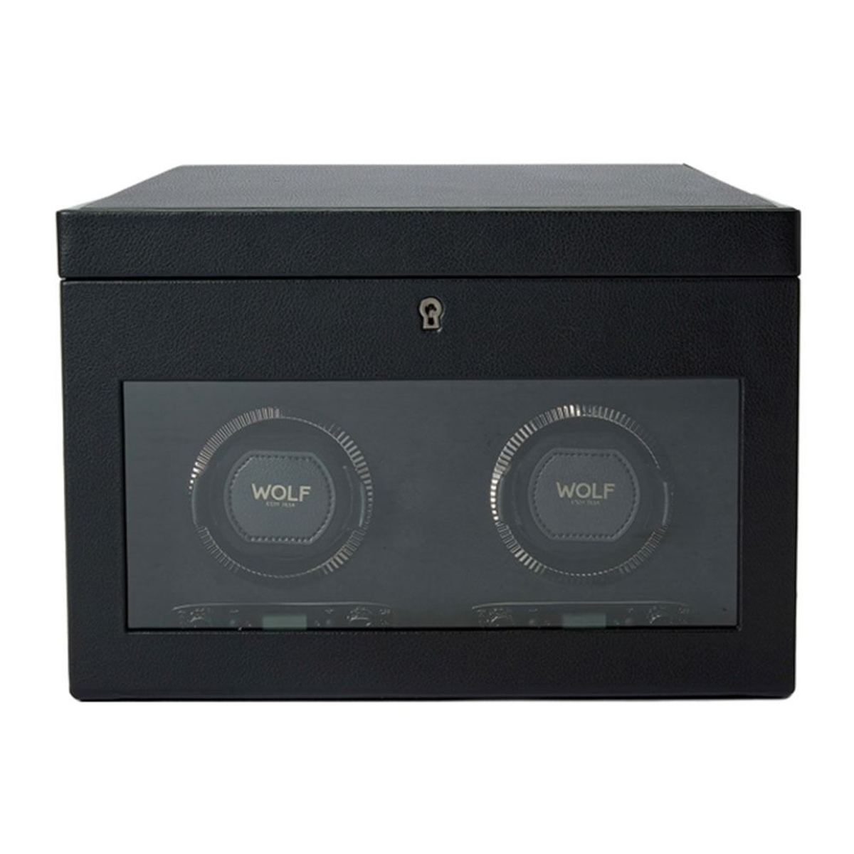 WOLF 1834 British Racing Black Double Watch Winder With Storage - Berry's Jewellers