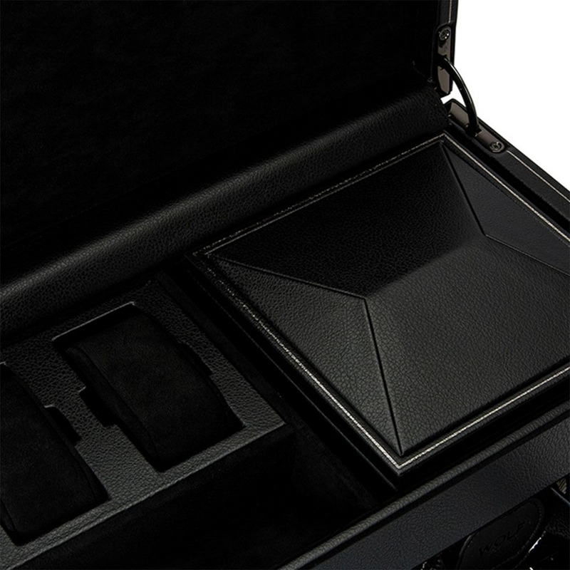 British Racing Black Double Watch Winder With Storage
